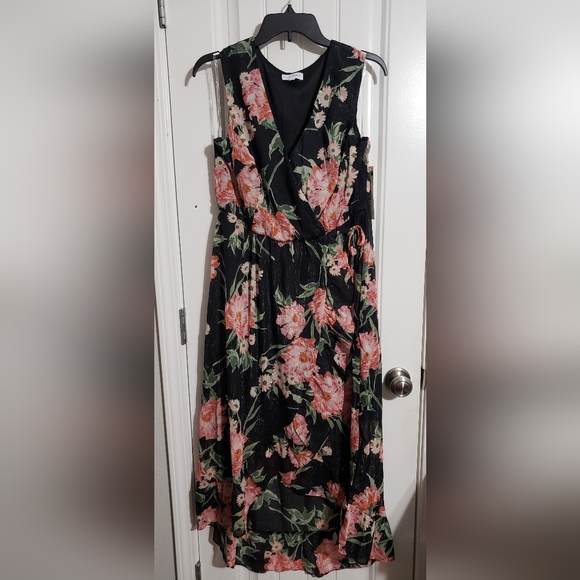 Hi/Lo Sparkling Faux Wrap Maxi Dress - Picture 1 of 4